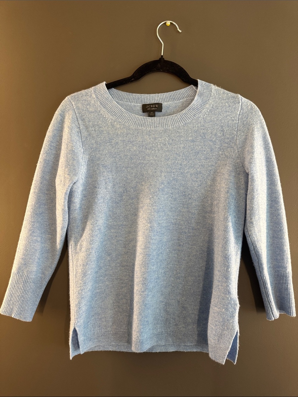 J. Crew Pale Blue Crewneck Sweater with Side Slits